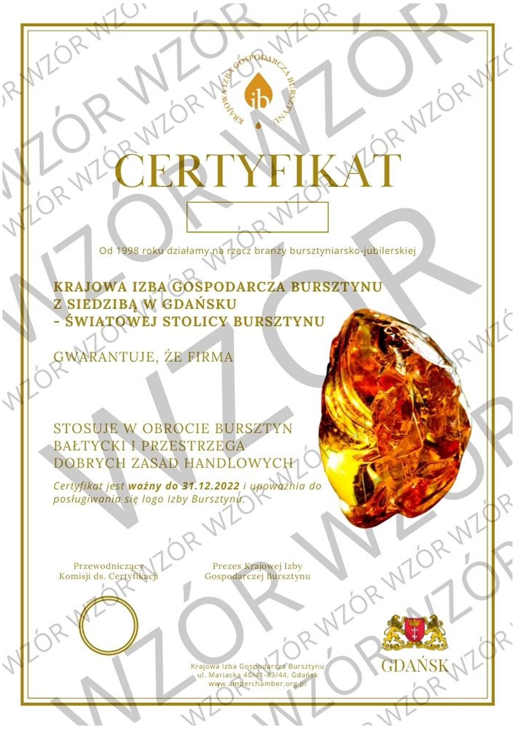 Krajowa_Izba_Gospodarcza_Bursztynu_certyfikat_2022